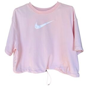 Nike Light Pink Cropped Swoosh Drawcord Sweatshirt Sz L
